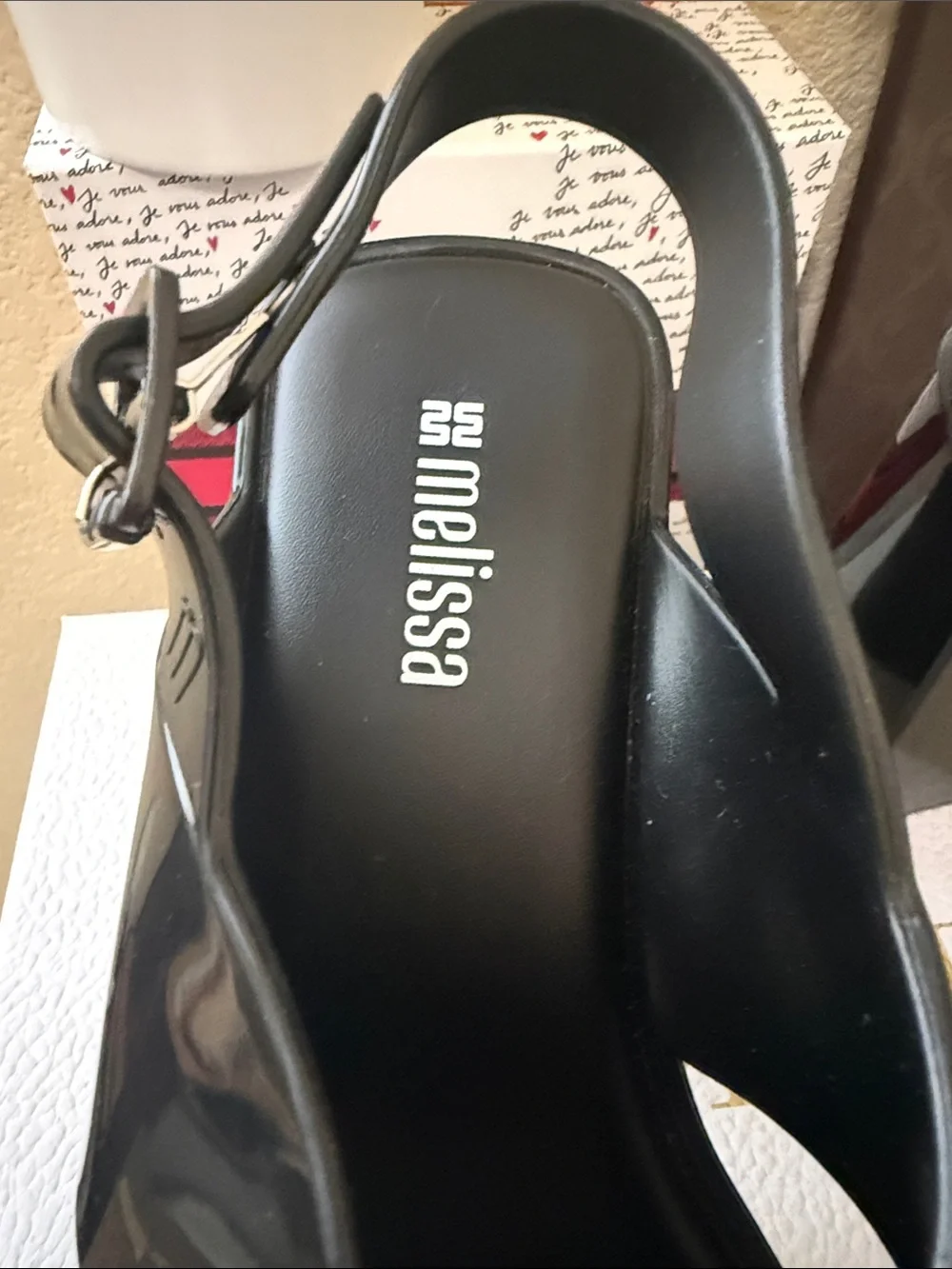 Melissa Black Glossy Platform Slingback Sandals